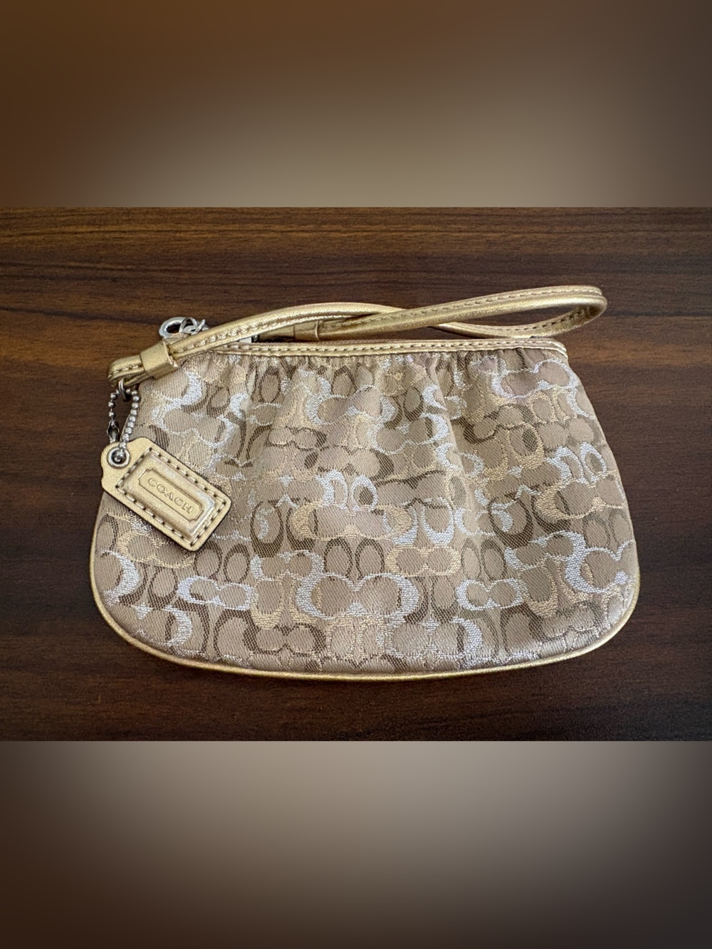 Coach Metallic Gold Signature Wristlet